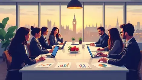 Modern uk office meeting gender pay gap discussion london view