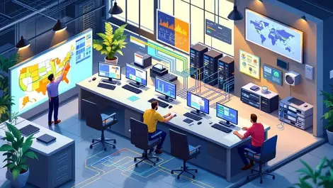 Isometric us broadband ops center converged coax fiber 16 state map